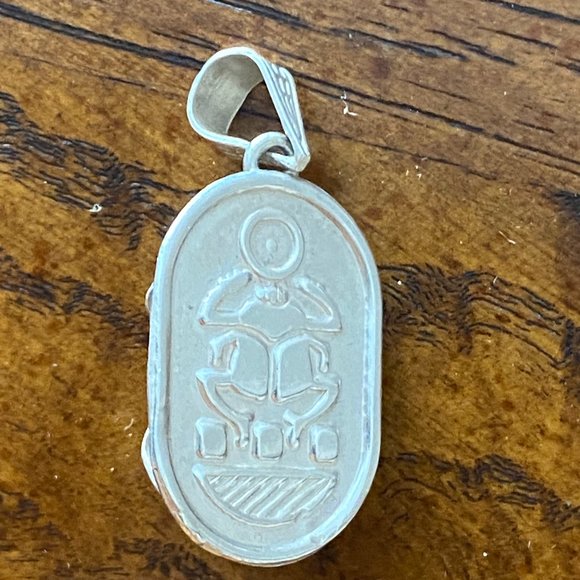 Sliver Scarab Amulet with Symbols from Ancient Egypt - Picture 4 of 11